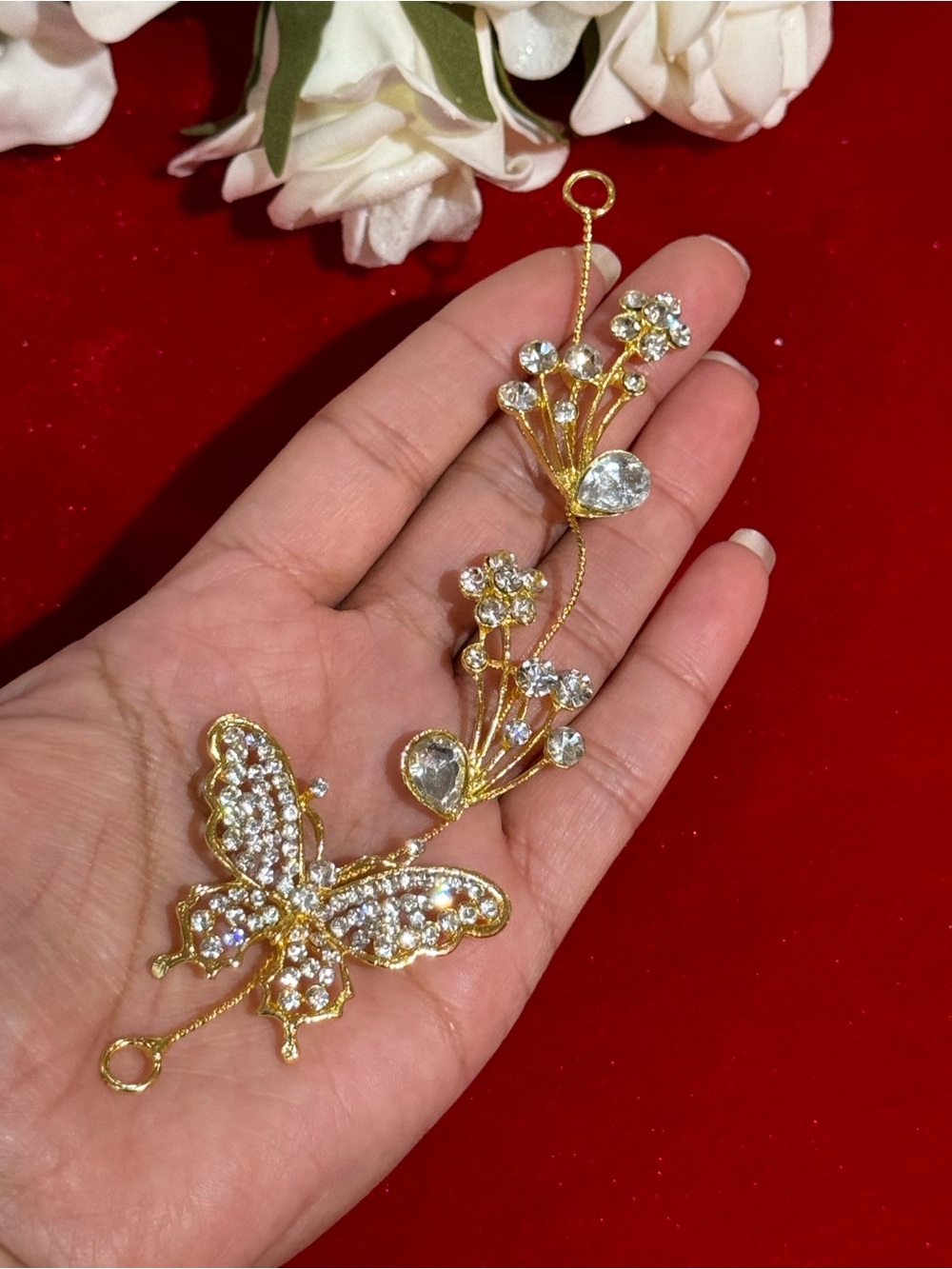 New Gold Butterfly Crystal Hair chain accessory -